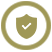 A logo with a badge or shield with a checkmark on it. There is a circle around the badge. The logo is gold in color.